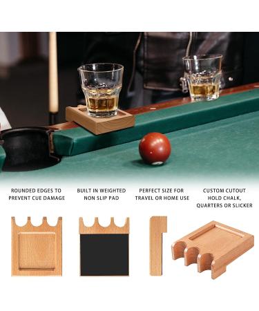CLACKIBUKVYZ Portable Pool Stick Holder - Holds 3 Cues on Table, Bar, or Chair - Solid Wood with Non-Slip Pad - Buy Online on GoSupps.com