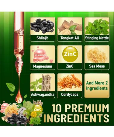 WELBUDA 10in1 Shilajit Liquid Drops with Magnesium Zinc Shilajit Irish Sea Moss Ashwagandha Cordyceps Mushroom Tongkat Ali Stinging Nettle Root Rhodiola Rosea - 1 FL Oz - 60 Day Supply - Buy Online on GoSupps.com