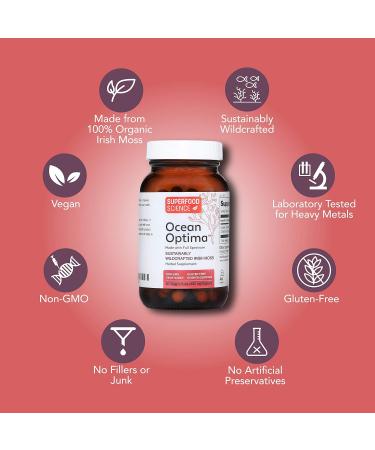Ocean Optima Organic Sea Moss Capsules (Chondrus crispus) for Skin Nail Hair and Gut Naturally Occurring Kosher Iodine for Thyroid Support Single-Ingredient Wild Irish Seamoss Vegan 90 Servings - Buy Online on GoSupps.com