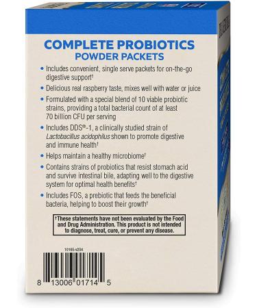 Dr. Mercola Complete Probiotics Powder - Natural Raspberry, 70 Billion CFU, 30 Packets (0.12 oz Each) - Buy Online on GoSupps.com