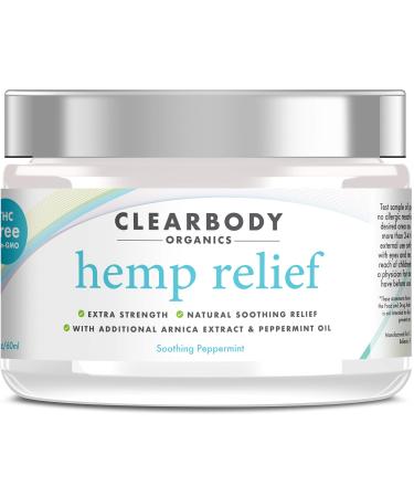 Clearbody Organics - USA Made Hemp Cream Maximum Strength - Soothe Discomfort in Your Back Muscles Joints Neck Shoulder Knee Nerves - Natural Peppermint and Soothing Arnica Extract 2 Fl Oz (Pack of 1)