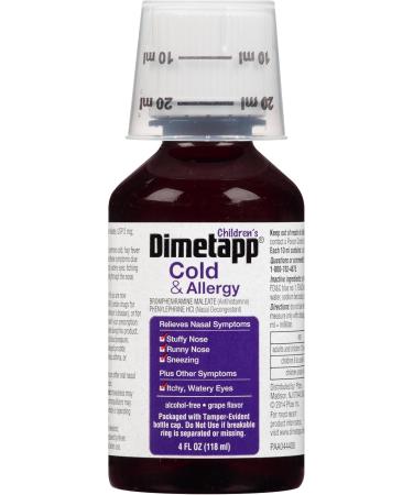 Dimetapp Children's Cold & Allergy Antihistamine & Decongestant Grape Flavor Purple 24 Fl Oz Pack of 6 - Buy Online on GoSupps.com
