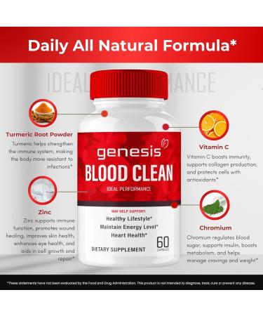 Genesis Blood Clean Capsules - Advanced Formula Supplement for Maximum Strength - Natural Blood Vessel Cleaner GenesisBlood Clean Pills GenesisBloodClean Pastillas Reviews (2 Pack) - Buy Online on GoSupps.com