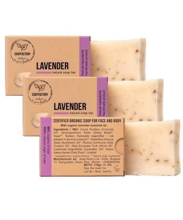 All Natural Oatmeal Lavender Soap - Organic Vegan Exfoliating Body Bar (3 Pack) | SoapFactory - Buy Online on GoSupps.com
