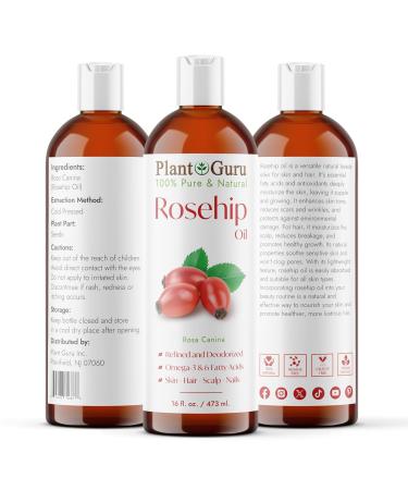 100% Pure Rosehip Oil 16 oz - Refined & Deodorized for Skin Body Face & Hair Growth - Global Shipping - Buy Online on GoSupps.com