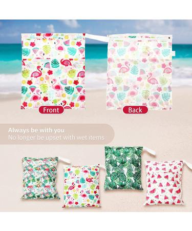 Waterproof Wet Bag Set - 4 Pieces Reusable Washable Wet Dry Bags for Travel, Beach, Swimwear, Diapers - Hawaii Design - 12 x 14 Inch - Buy Online on GoSupps.com
