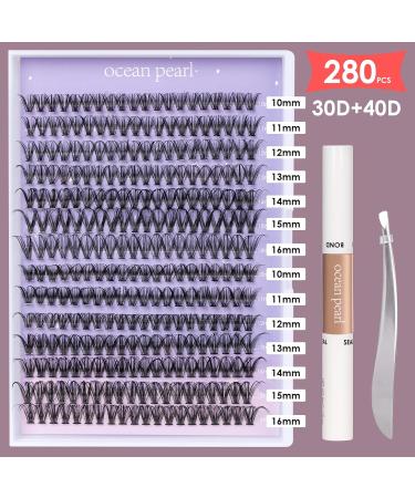 Lash Extension Kit: 280pcs Individual Lashes with Bond and Seal Tweezers - 30+40D 10-16mm Mix Curl Clusters for DIY Eyelash Extensions at Home - Buy Online on GoSupps.com