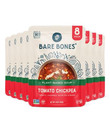Bare Bones Ready-to-Eat Plant Based Soup Tomato Chickpea 10 oz Pack of 8 Non-GMO Certified Vegan & Gluten Free Ready to Eat in 90 Seconds