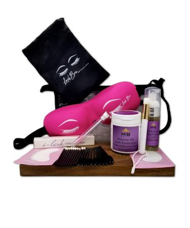 MBsupply Deluxe All-in-One Eyelash Extensions Aftercare Kit With Sealant, Cleanser, 3D Deep Contour Sleep Mask and Much More! Protects Volume Lashes While Sleeping - (PINK Lash Bra)