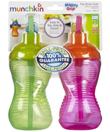Munchkin Mighty Grip Flip Straw Cup 10oz 2Pk Girl - BPA-Free - Buy Online on GoSupps.com