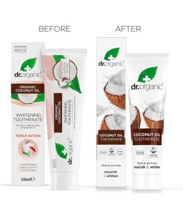 Dr. Organic Coconut Oil Whitening Toothpaste - 100ml | Natural Teeth Whitening & Fresh Breath | International Shipping Available - Buy Online on GoSupps.com