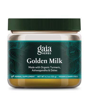 Gaia Herbs Golden Milk Supplement Powder - Made with Organic Turmeric, Black Pepper, Ashwagandha, Dates, Cardamom, and Vanilla for an Ayurvedic Cup of Natural Calm - 4.3 Oz (35-Day Supply) 4.3 Ounce (Pack of 1)