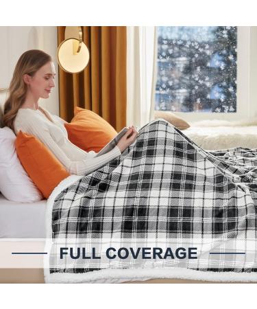 Sherpa Plaid Reversible Throw Blanket | Cozy Flannel Fleece for Couch, Bed, Sofa | Grey 50x60 - Buy Online on GoSupps.com