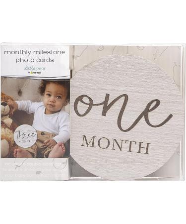 Little Pear Wooden Monthly Milestone Cards  Baby Milestone Photo Props  Wooden Monthly Photo Prop Cards Gray Wood Milestone Discs - Buy Online on GoSupps.com