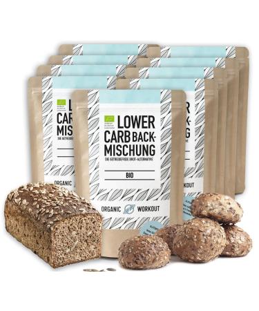 Organic Workout Lower-Carb-Back mix 10 Pack-Bio vegan gluten-free protein-bread alternative 10x350g fiber-rich without milk without grain low-carb 10
