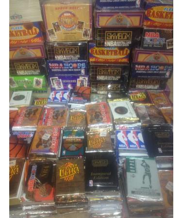 100 Vintage NBA Basketball Cards in Old Sealed Wax Packs - Perfect for New Collectors Includes Players Such as Michael Jordan Charles Barkley Magic Johnson and Larry Bird !