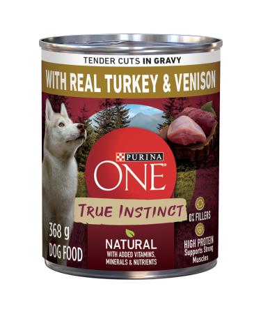 Purina ONE Tender Cuts True Instinct Wet Dog Food in Gravy Turkey & Venison - 368 g Can (12 Pack)