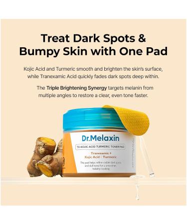 Dr.Melaxin TX Turmeric Toner Pads 70 Sheets Tranexamic Acid Coic Acid Termeric Beautiful Skin Brightening Toner Pad Pigmentation Keratin Korean Skin Care Korean Cosmetics - Buy Online on GoSupps.com