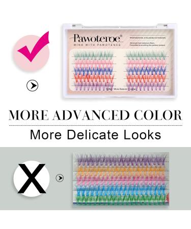 Colored Cluster Lashes DIY Individual Eyelash Extension 5 Colors 14mm Curl Set - 100pcs False Lashes Pack by Pawotence - Buy Online on GoSupps.com