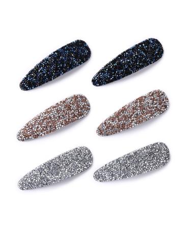 Rhinestone Hair Clips for Women and Ladies Shining Crystal Snap Clips Different Color Rhinestone Hair Pins Hair Barrettes for Party Wedding Daily Girls Hair Decorative (Pink blue gray)