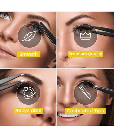 Wamza Slanted Eyebrow Tweezers for Women & Men - Stainless Steel Precision Hair Pluckers for Chin & Fine Hair - Black - 1 Pack - Buy Online on GoSupps.com