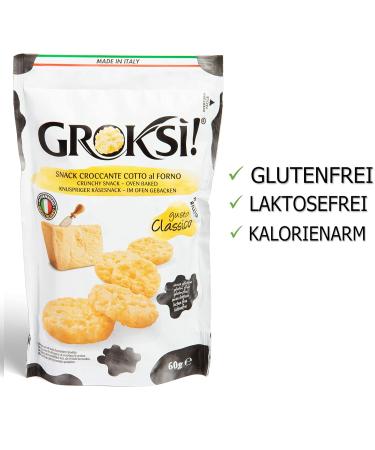 Groksi! Classico Lactose-Free Gluten-Free Parmesan Crackers - 60g Protein Snack from Italy - Buy Online on GoSupps.com