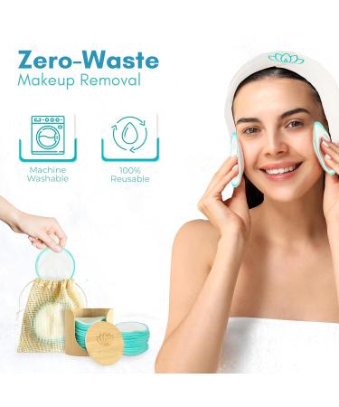 16 Pack Reusable Makeup Remover Pads - Eco-Friendly Cotton Pads with Laundry Bag & Bamboo Box - Perfect for Makeup Removal - Buy Online on GoSupps.com