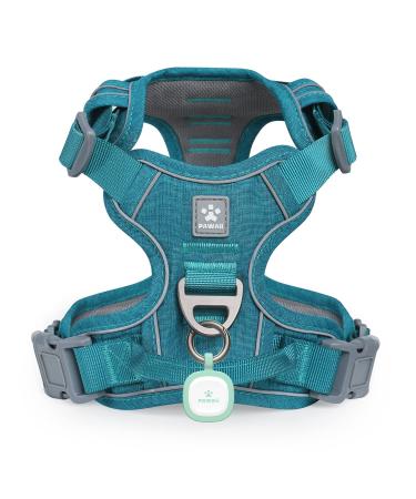 Pawaii dog harness dog harness for large dogs anti-train tableware for dogs anti-pull dishes breast harness Anti-train reflective adjustable breathable breathable dog mechanical ID day contains (XL green) XL (chest: 81cm-96cm) teal green