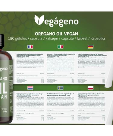VEGAGENO - Oregano Essential Oil | 180 Vegetable Capsules Dietary Supplement with Extra Virgin Olive Oil and Oregano Essential Oil with Omega 9 and Carvacrol | Oregano Oil - Buy Online on GoSupps.com