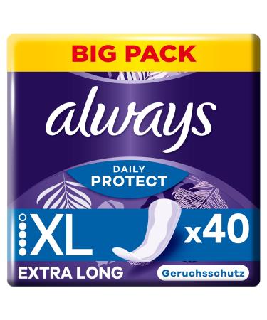 Always Dailies Protect Slip performances women extra long (40 tie) Big Pack odor -neutralizing breathable flexible 40 pieces (1 Pack) New