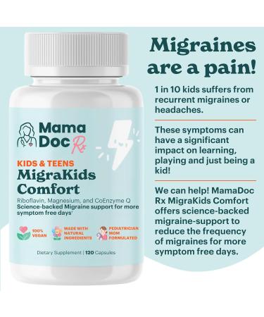 MamaDoc Rx MigraKids Comfort | Riboflavin Magnesium & CoEnzyme Q10 | Pediatric Science-Backed Migraine Support | Kids and Teens Ages 6+ | 120 Capsules - Buy Online on GoSupps.com