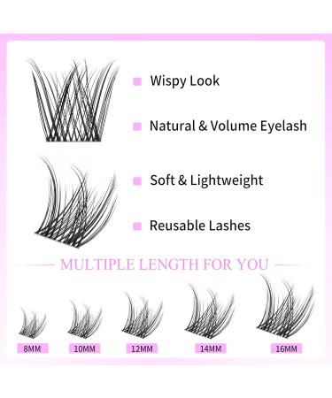 VEYESBEAUTY Lash Clusters - Individual Eyelash Extensions | Thin & Invisible Band | DIY False Lashes for Newbies | Wispy Lash Tray 8-16mm Mixed Length - Buy Online on GoSupps.com
