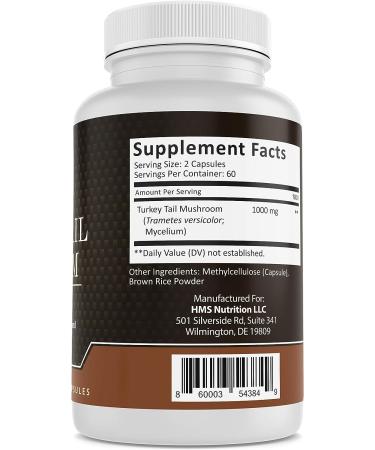 HMS Nutrition Turkey Tail Mushroom 1000mg Capsules - Powerful Antioxidant & Immune Support - Buy Online on GoSupps.com