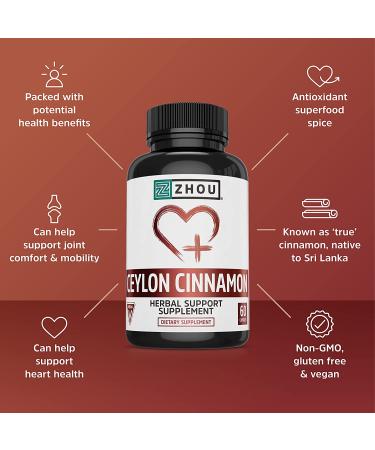 Zhou Ceylon Cinnamon: Supports Heart Health & Joint Mobility - 30 Servings 60 CT - Buy Online on GoSupps.com