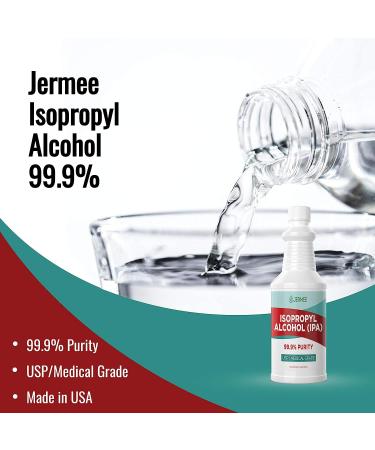 Jermee Isopropyl Alcohol 99.9% Purity USP/Medical Grade Made in USA - 2 Pack 32oz Bottles (64oz Total) - Buy Online on GoSupps.com