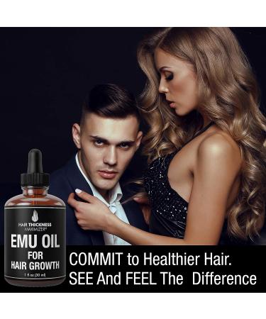 Organic EMU Oil for Hair Growth - Omega 3 6 9 Treatment to Stop Hair Loss & Thicken Hair - 1oz Serum for Men & Women by Hair Thickness Maximizer - Buy Online on GoSupps.com