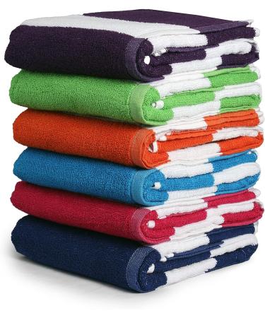 BolBom 6 Piece 100% Cotton Cabana Stripe Beach Towel Set - Oversize 30x60 | Quick Dry & Absorbent Towels for Bath, Travel, Swim, Pool, Yoga, Hotel | Lightweight & Perfect for Daily Use - Buy Online on GoSupps.com