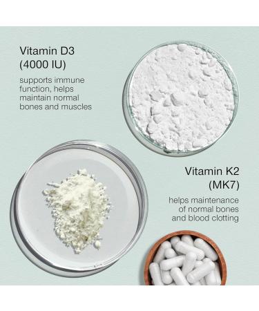Vitamin D3 K2 Capsules - High Strength Vitamin D Tablets - 4000 IU VIT D & 100mcg VIT K MK7- UK Made Vegetarian D3 and K2 Vitamins Supplement for Strong Bones Teeth Immune System - 120 Capsules - Buy Online on GoSupps.com