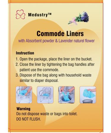 Medustry Commode Liners with Super Absorbent pad, 60 Liners. $0.55 per Liner. Instantly Convert Human Waste into Gel 60 Liners. $0.50 per liners