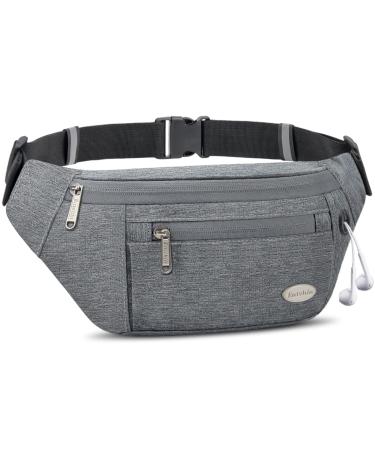 Entchin Fanny Pack for Women Men with 4-Zipper Pockets, premium fashion Waist Pack Crossbody Bum Bags for Hiking, Running, Travel, Cycling and Casual Grey