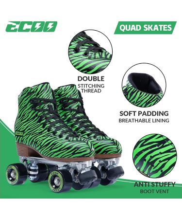 ECOO Women's & Girls' 2 Layer PU Leather Roller Skates - Green, Size US Women 10 / US Men 9 - Buy Online on GoSupps.com