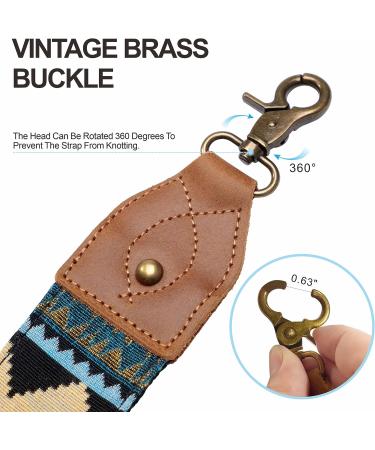 Purse Strap  2" Cowhide Head Wide Shoulder Strap Adjustable Replacement Retro Jacquard Embroidery Multi-Pattern Crossbody Bag Straps for Handbag Crossbody Bags Shoulder Bags(Retro Ethnic Green) - Buy Online on GoSupps.com