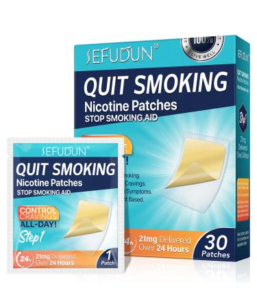 21mg Quit Patches, Step 1 Stop Aids, 30 Patches Safe and Effective Anti-Stickers, Reduce Cravings and Withdrawal Symptoms