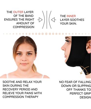 Post Surgery Neck Chin Compression Garment for Women - Face Slimmer & Jowl Tightening - Neck Coverage & Chin Lifting Strap - Black Medium (1 Pack) - Buy Online on GoSupps.com