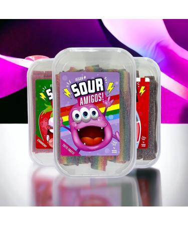 Mijoma Acid Fruit Rubber Strip Set - Vegan Halal Natural Dyes - Strawberry Kola Tutti Frutti - Delicious Sour Candy for Every Occasion - 900g - Buy Online on GoSupps.com