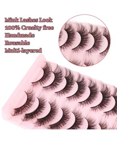 MilyBest 20mm Cat Eye False Eyelashes 10 Pairs - Fluffy Wispy D Curl Volume Natural Look Sets - Faux Mink A-Cat Eye Strip Lashes - Buy Online on GoSupps.com