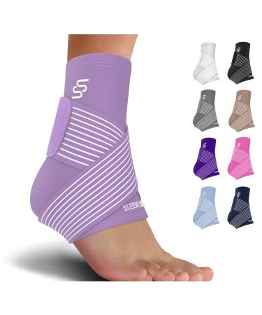 Sleeve Stars Ankle Brace for Women & Men  Plantar Fasciitis & Ankle Wrap w/Foot Support Strap for Sprained Ankle  Heel Protectors Sleeve  Heel Brace for Heel Pain Relief (Single/Light Purple) One Size Light Purple 1