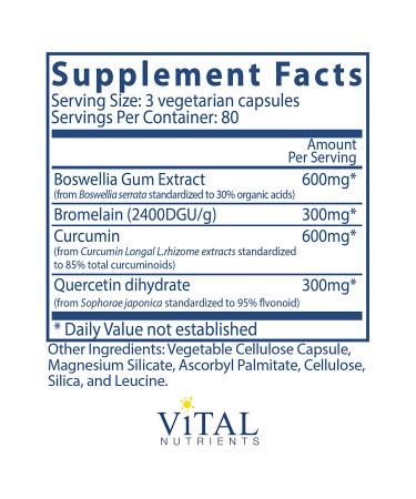Vital Nutrients BCQ 240 Vegetarian Capsules | Joint Support & Anti-Inflammatory - Buy Online on GoSupps.com