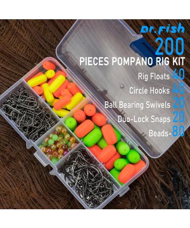 Dr.Fish 200PCs Pompano Rig Making Kit | Surf Fishing Rig Accessories | Saltwater Bottom Rig Parts with Circle Hooks, Beads, Swivels, and Snaps - Buy Online on GoSupps.com
