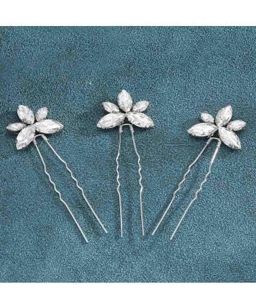 Runmi Silver Wedding Hair Needles - Crystal Bride Headdress Accessories for Women & Girls (3 Pieces) - Buy Online on GoSupps.com